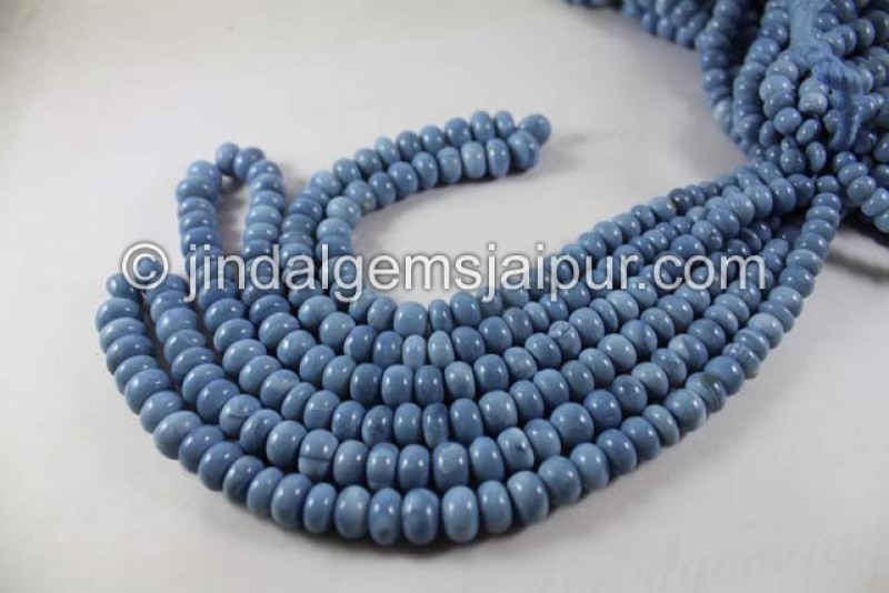 Blue Opal Far Smooth Roundelle Shape Beads
